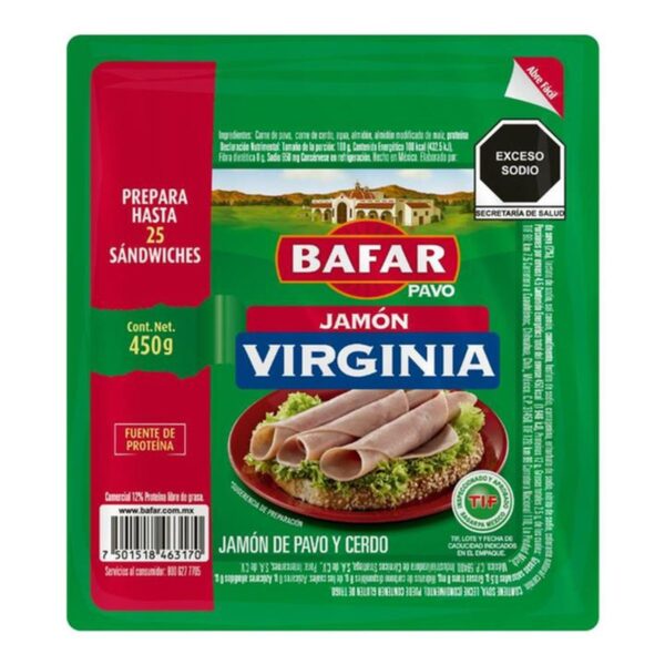 Bafar Jamón Virginia de Pavo 450 g