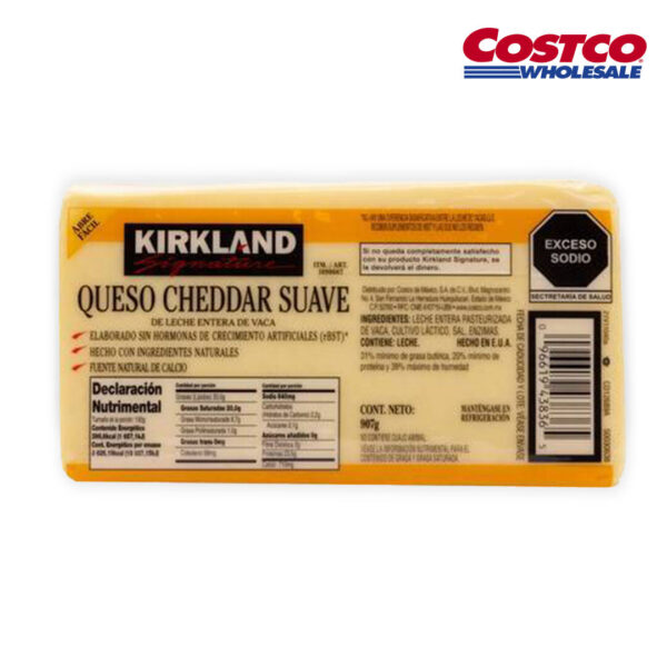 Queso Cheddar Kirkland Signature Suave 907g