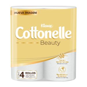Papel Higiénico Kleenex Cottonelle Beauty 180 HT de Aroma a Vainilla con 4 pz