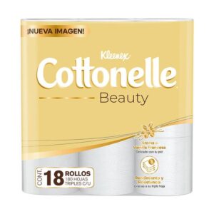 Papel Higiénico Kleenex Cottonelle Beauty 200 HT de Aroma a Vainilla con 18 pz