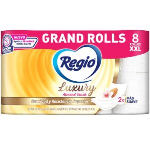 Papel Higiénico Regio Luxury Almond Touch 8 Rollos con 250 Hojas Dobles