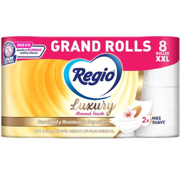 Papel Higiénico Regio Luxury Almond Touch 8 Rollos con 250 Hojas Dobles