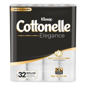 Papel Higiénico Kleenex Cottonelle Elegance 228 HD Extracto de Seda con 32 pz