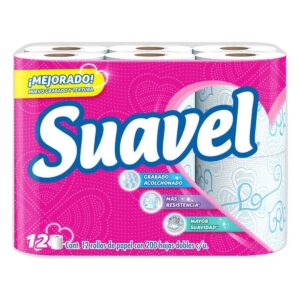 Papel Higiénico Suavel 200 HD Grabado Acolchonado con 12 pz