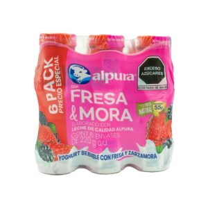 Yogurt Alpura Bebible Fresa Mora con 6 pz
