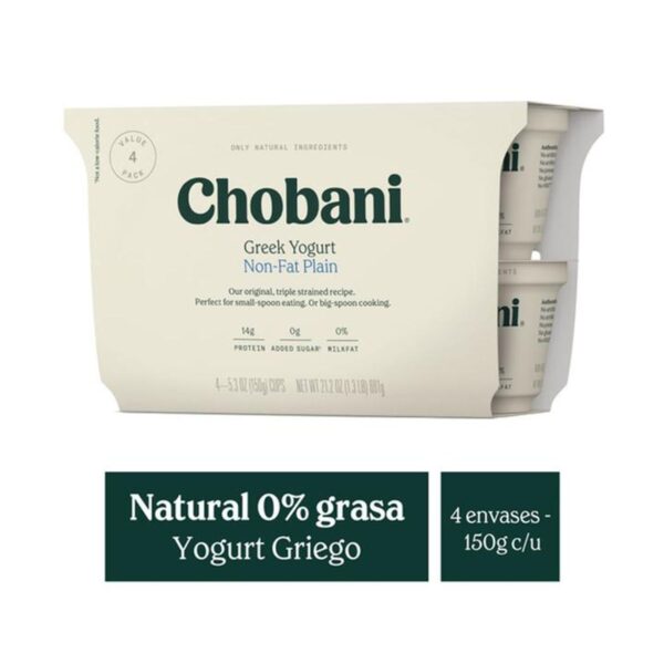 Yogurt Chobani Pack Natural con 4 pz