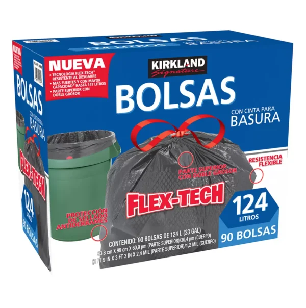 Kirkland Signature Bolsas para Bote de Basura 90 pzas de 124 l