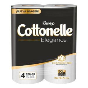 Papel Higiénico Kleenex Cottonelle Elegance 252 HD Extracto de Seda con 4 pz