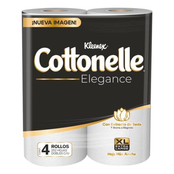 Papel Higiénico Kleenex Cottonelle Elegance 252 HD Extracto de Seda con 4 pz