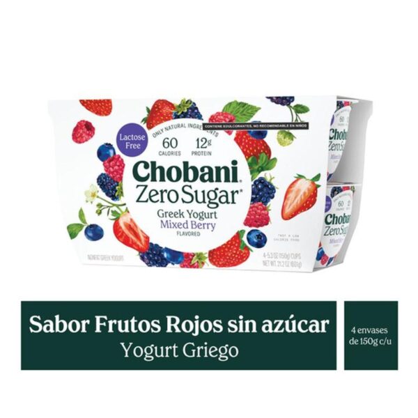 Yogurt Chobani Pack Mixed Berries con 4 pz