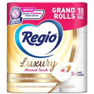 Papel Higiénico Regio Luxury Almond Touch 18 Rollos con 250 Hojas Dobles