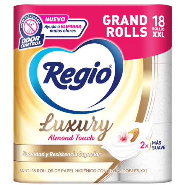 Papel Higiénico Regio Luxury Almond Touch 18 Rollos con 250 Hojas Dobles