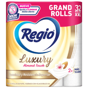 Papel Higiénico Regio Luxury Almond Touch 32 Rollos con 250 Hojas Dobles