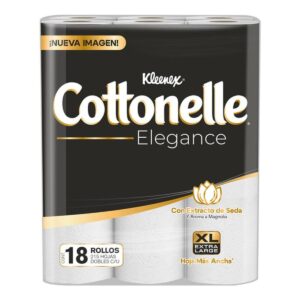 Papel Higiénico Kleenex Cottonelle Elegance 215 HD Extracto de Seda con 18 pz
