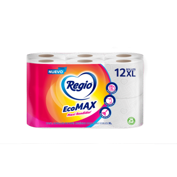 Papel Higienico Regio Ecomax 12 Rollos con 220 Hojas Dobles