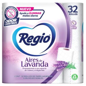 Papel Higiénico Regio Aires de Lavanda 32 Rollos con 200 Hojas Dobles