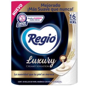 Papel Higiénico Regio Luxury Creamy Sensation 16 Rollos con 210 Hojas