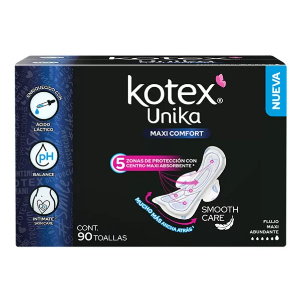 Kotex Unika Maxi Comfort Toalla Femenina 90 pzas