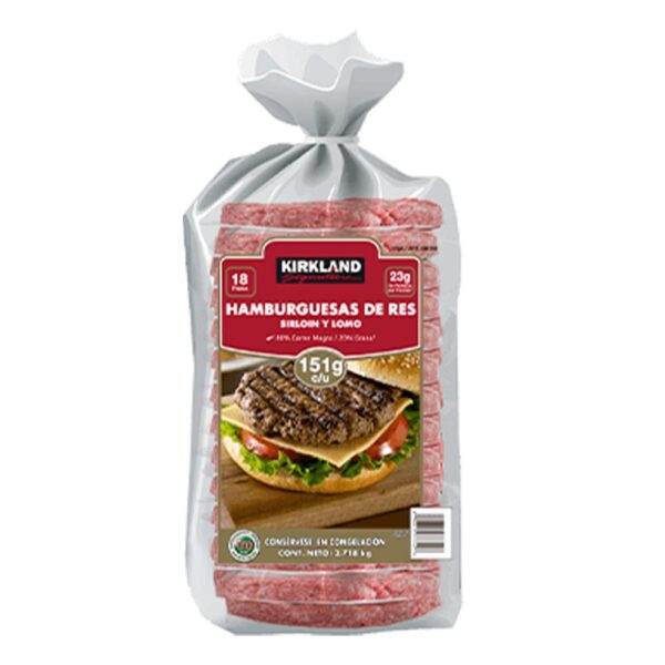 Kirkland Signature Hamburguesas Sirloin Y Lomo De Res 18 Pzas